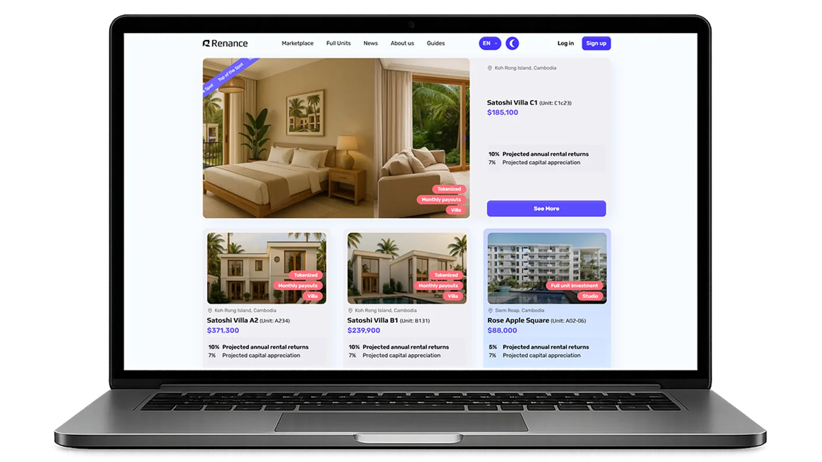 A tokenized real estate marketplace Renance.io