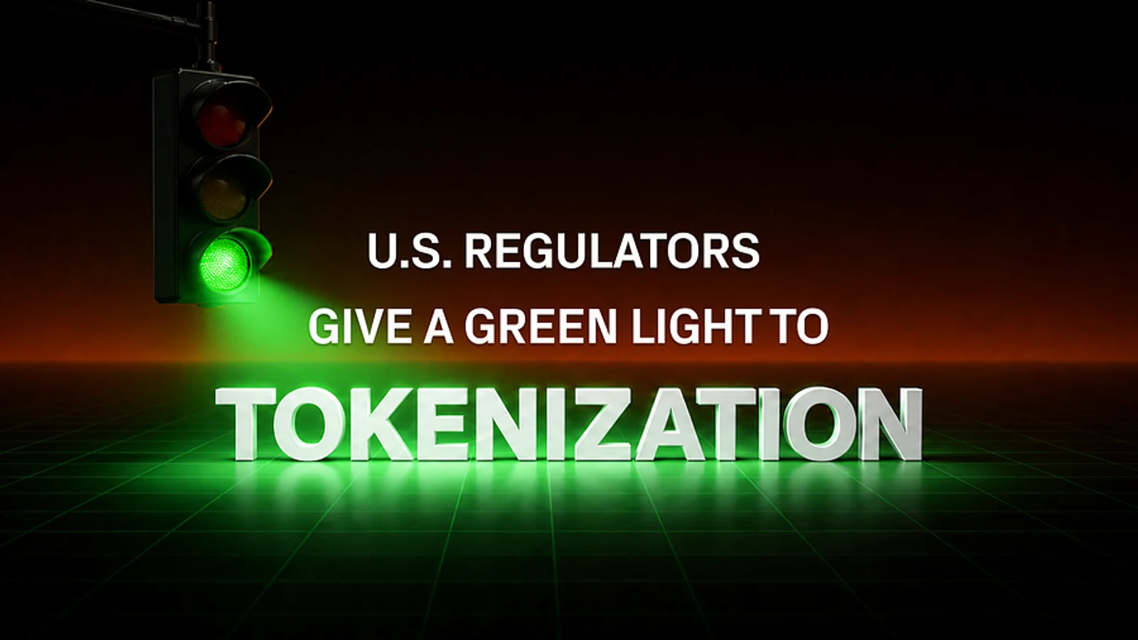 Sabai Protocol visual with the text “U.S. regulators give a green light to tokenization,” showing a green traffic light over the word “Tokenization.”