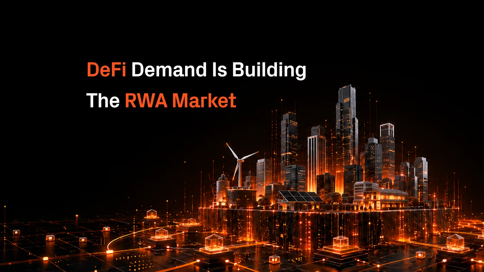 Sabai Protocol visual showing a digital city and blockchain network as DeFi demand grows in the RWA market.